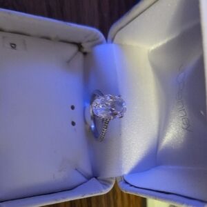 Source Unknown Silver Ring with Clear Gemstone